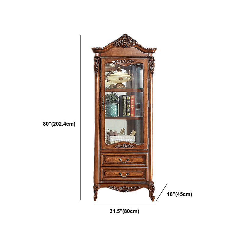 Traditional Wood Curio Cabinet Glass Doors Display Cabinet for Bedroom