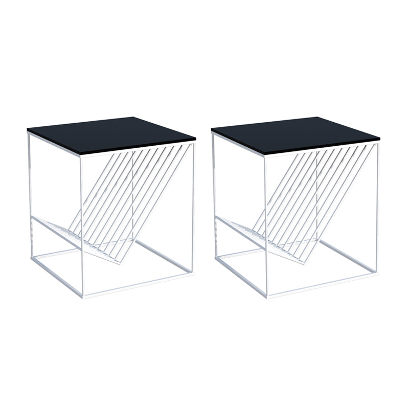 Modern Open Shelf Nightstand Glass Bedside Cabinet for Bedroom