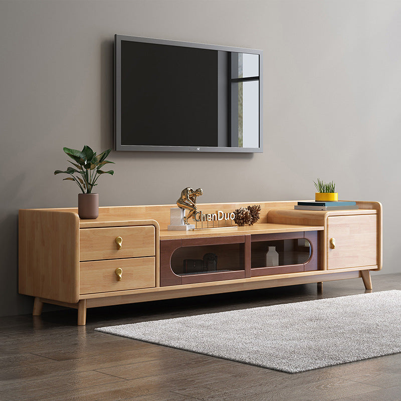 Contemporary Wood TV Stand Enclosed Storage TV Media Stand for Living Room