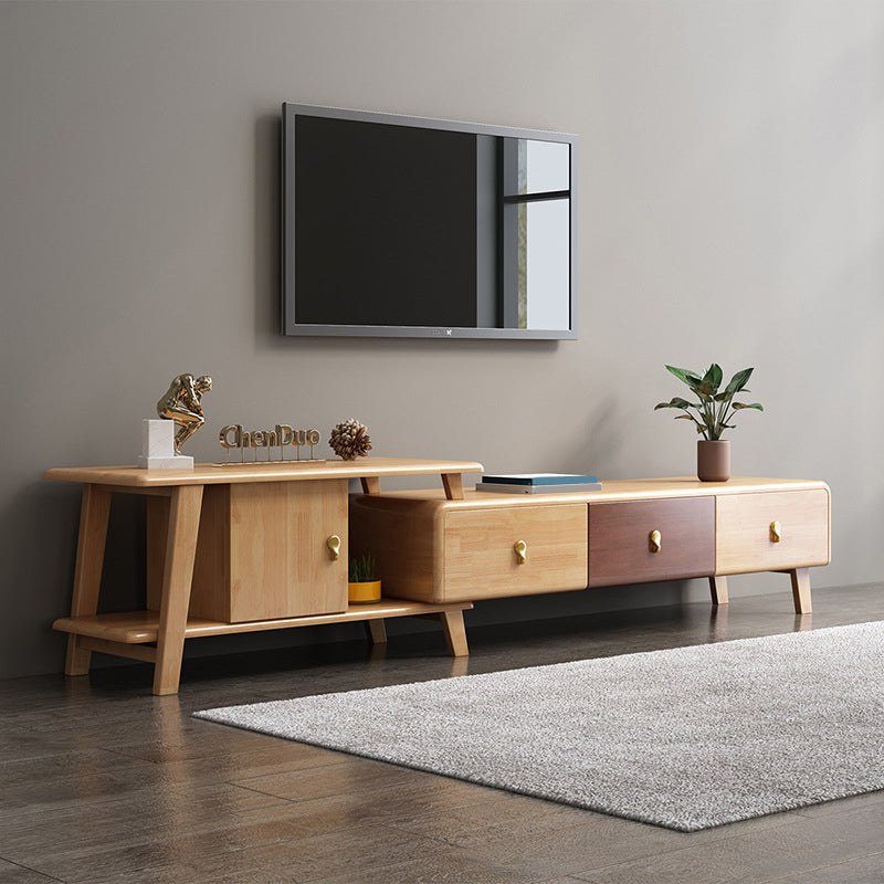 Contemporary Wood TV Stand Enclosed Storage TV Media Stand for Living Room