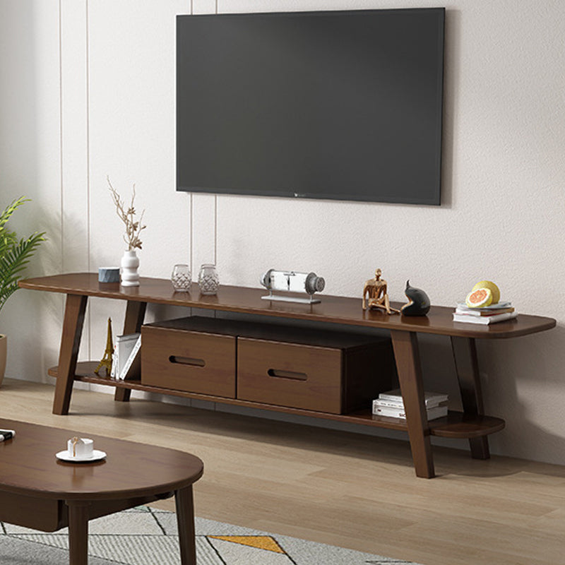 Contemporary Wood TV Stand Console Open Storage TV Media Stand with Legs for Living Room