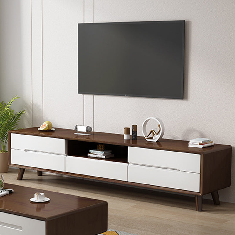 Contemporary Wood TV Stand Console Open Storage TV Media Stand for Living Room