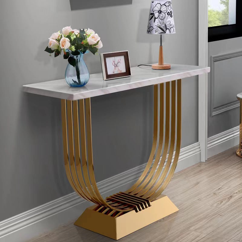 Marble Glam Accent Table 31.5-inch Tall Console Table with 1 Shelf