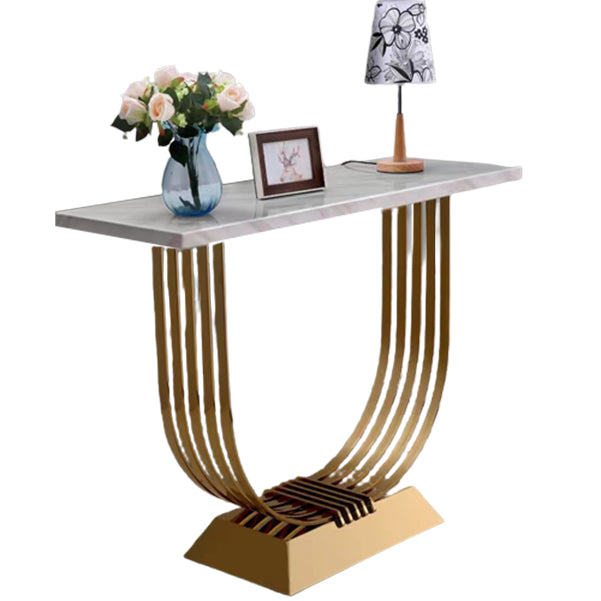 Marble Glam Accent Table 31.5-inch Tall Console Table with 1 Shelf