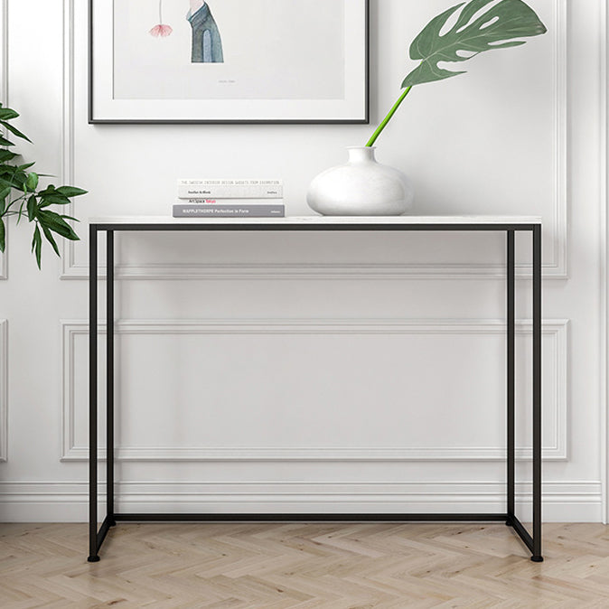 29.53" Tall Rectangle Console Table Marble Glam Accent Table with Shelf