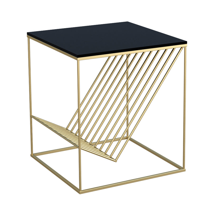 Modern Accent Table Nightstand Glass Night Table with Shelves ,19.7" Tall