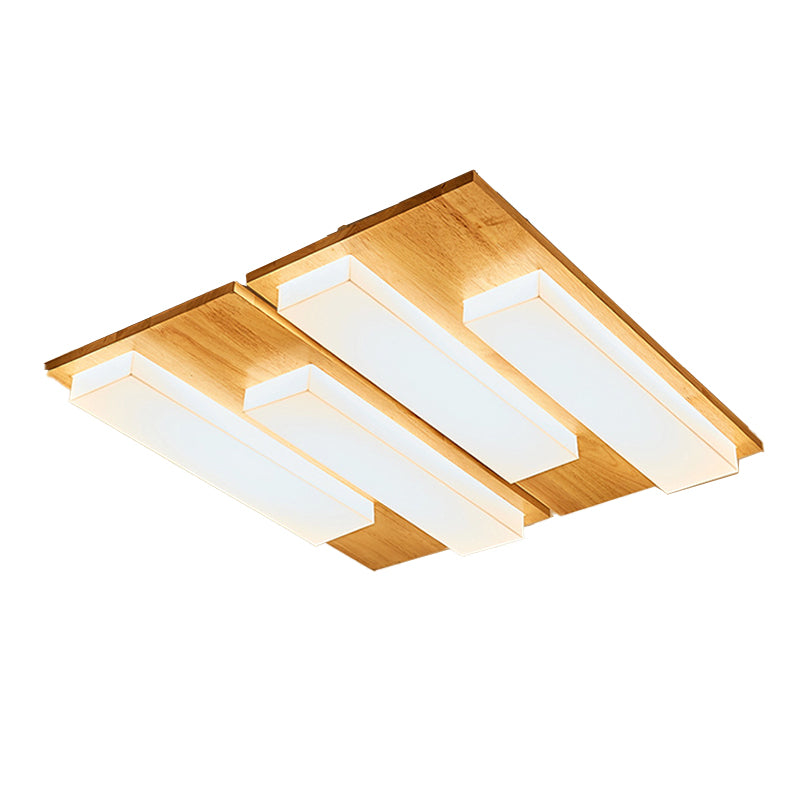 Modern Style Square Shape Flush Mount Wood Ceiling Light for Bedroom