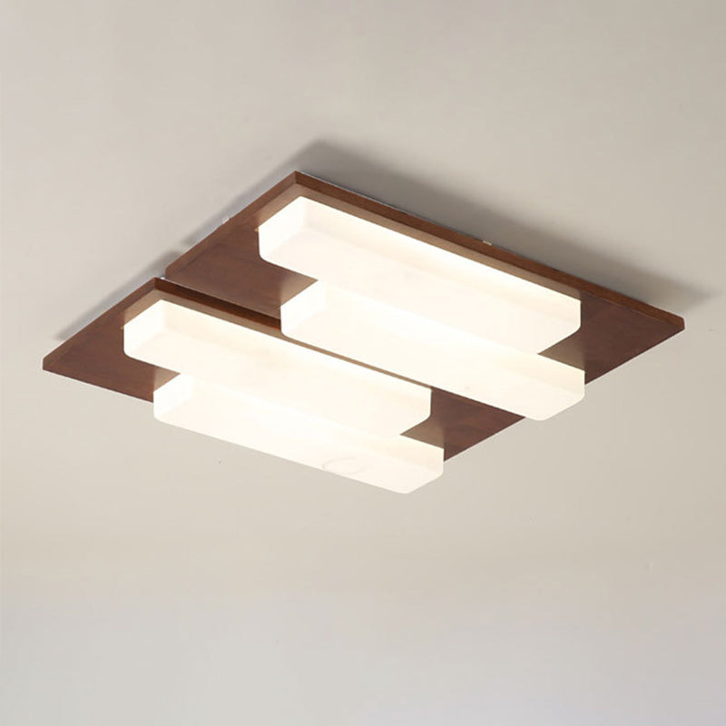 Modern Style Square Flush Mount Wood Ceiling Light for Bedroom