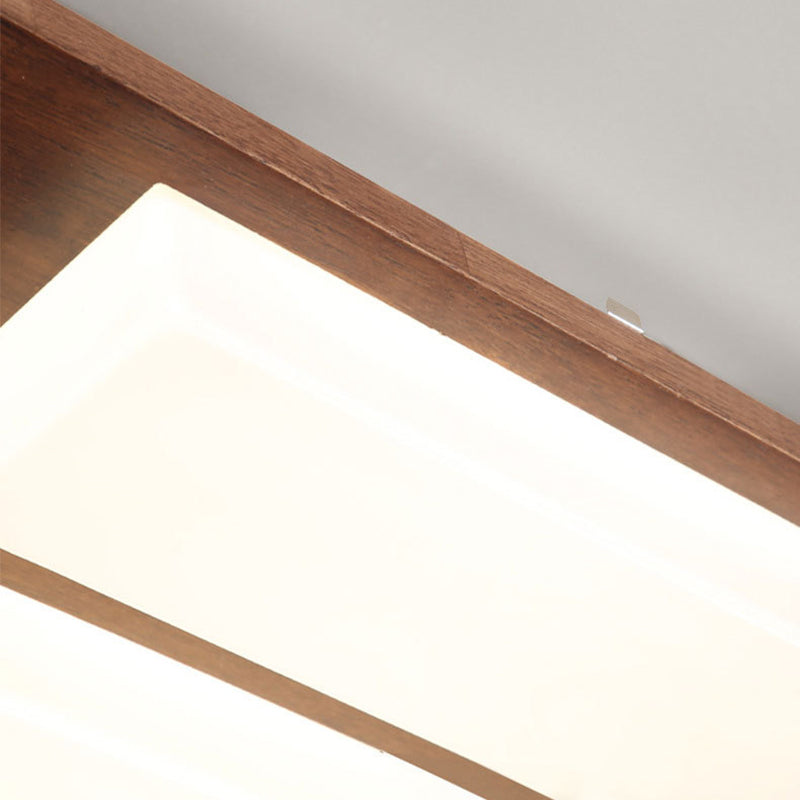 Modern Style Square Flush Mount Wood Ceiling Light for Bedroom