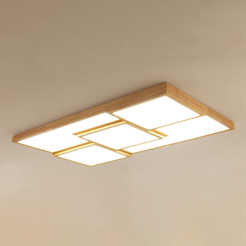 5-Lights Modern Style Flush Mount Wood Ceiling Light for Living Room