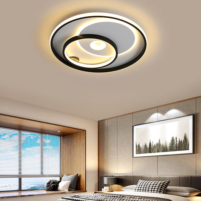 Contemporary Ceiling Lighting Black Flush Mount Fixture with Metal for Living Room