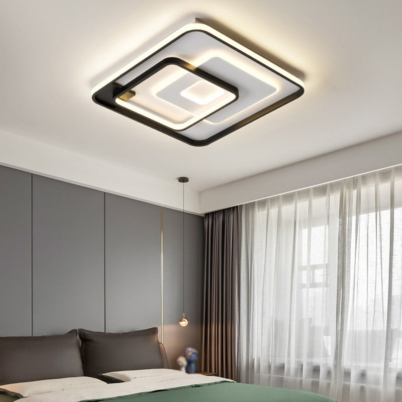 Contemporary Ceiling Lighting Black Flush Mount Fixture with Metal for Living Room