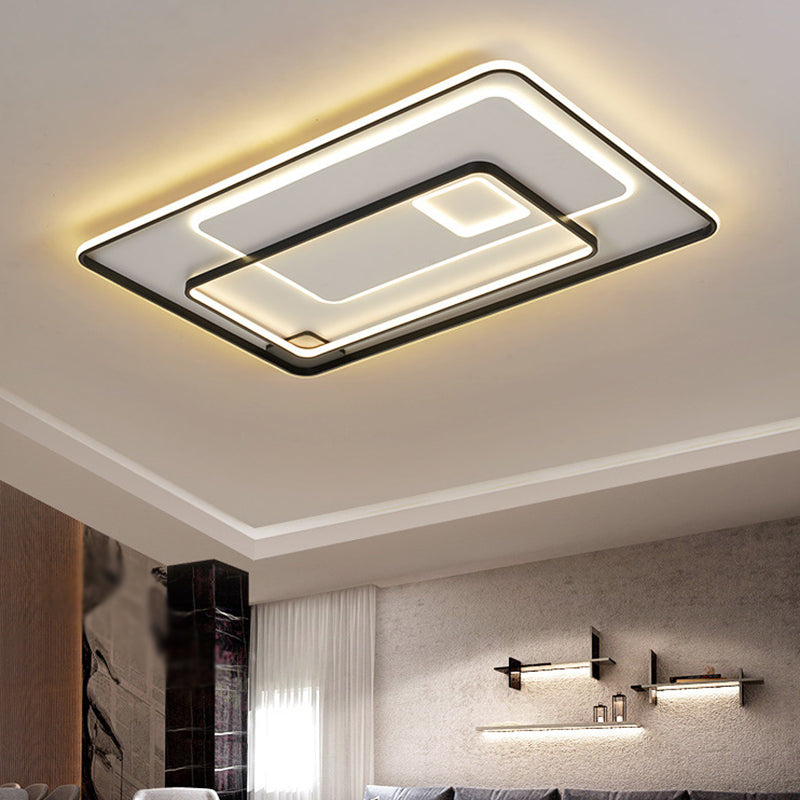 Contemporary Ceiling Lighting Black Flush Mount Fixture with Metal for Living Room