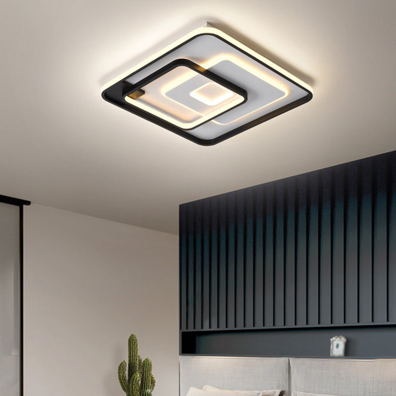 Contemporary Ceiling Lighting Black Flush Mount Fixture with Metal for Living Room