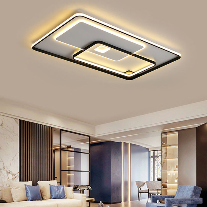 Contemporary Ceiling Lighting Black Flush Mount Fixture with Metal for Living Room