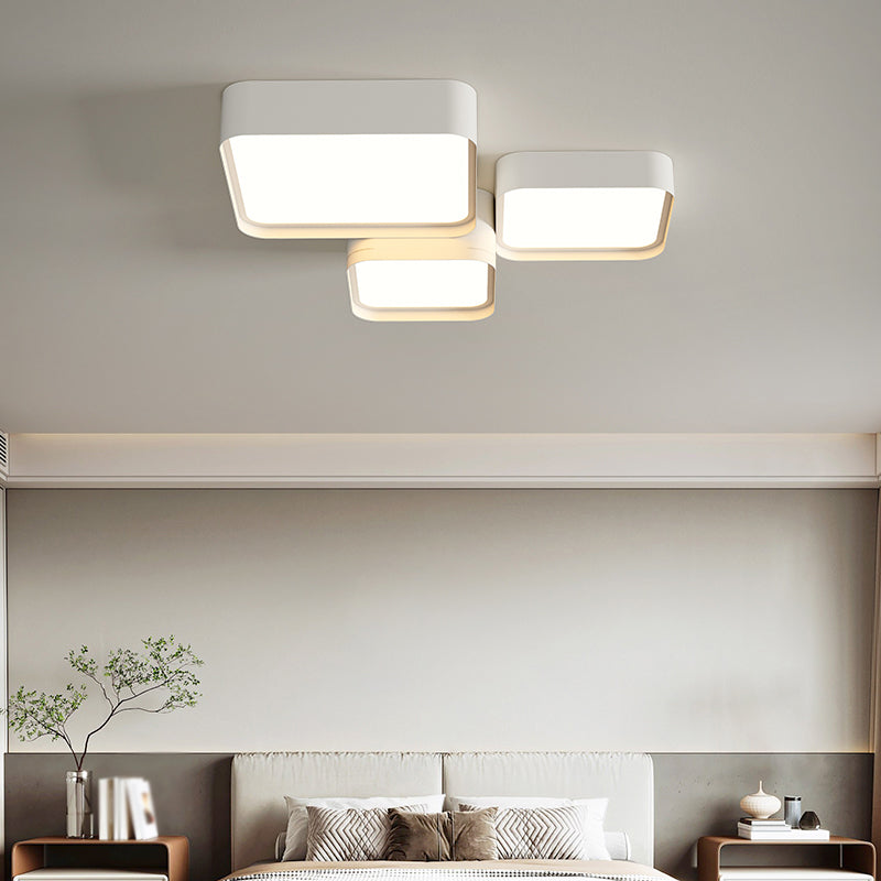 LED Modern Metal Flush Mount Square Shape Ceiling Light with Acrylic Shade for Living Room