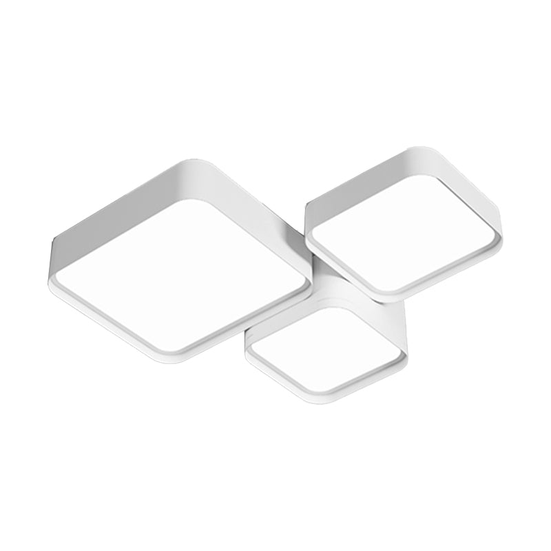 LED Modern Metal Flush Mount Square Shape Ceiling Light with Acrylic Shade for Living Room