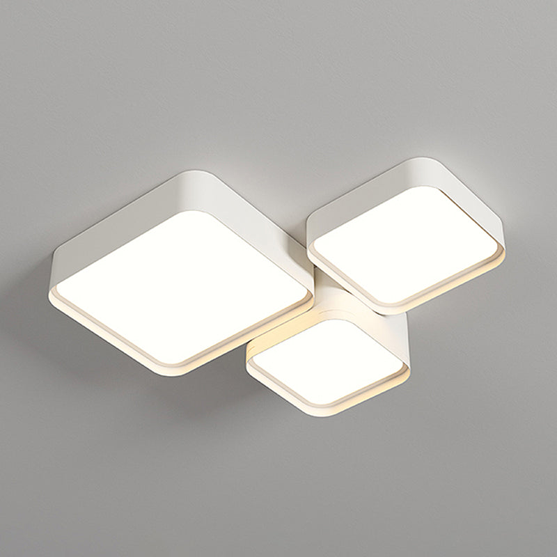 LED Modern Metal Flush Mount Square Shape Ceiling Light with Acrylic Shade for Living Room