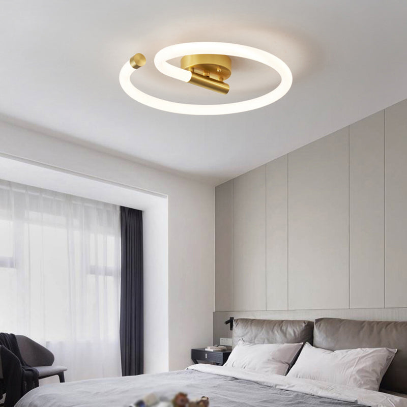 Modern Creative Style Ceiling Lighting Brass and Acrylic Flush Mount Fixture for Bedroom