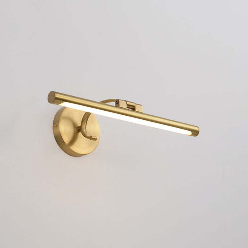 Single Brass Finish Contemporary Bathroom Vanity Light LED Bath Bar