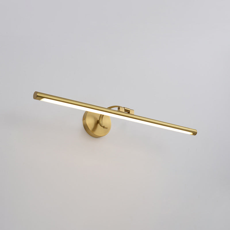 Single Brass Finish Contemporary Bathroom Vanity Light LED Bath Bar