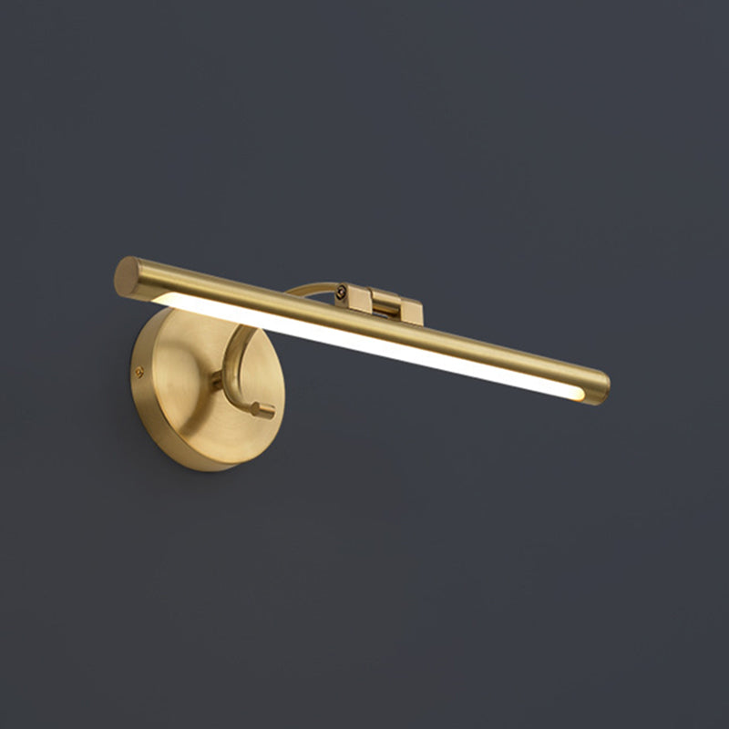 Single Brass Finish Contemporary Bathroom Vanity Light LED Bath Bar