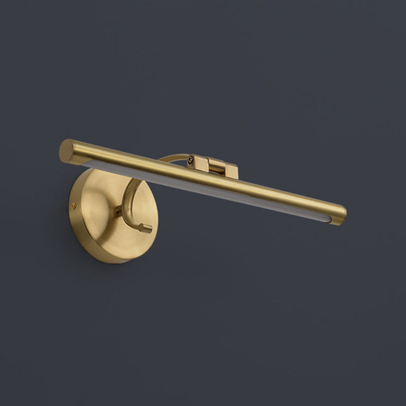 Single Brass Finish Contemporary Bathroom Vanity Light LED Bath Bar