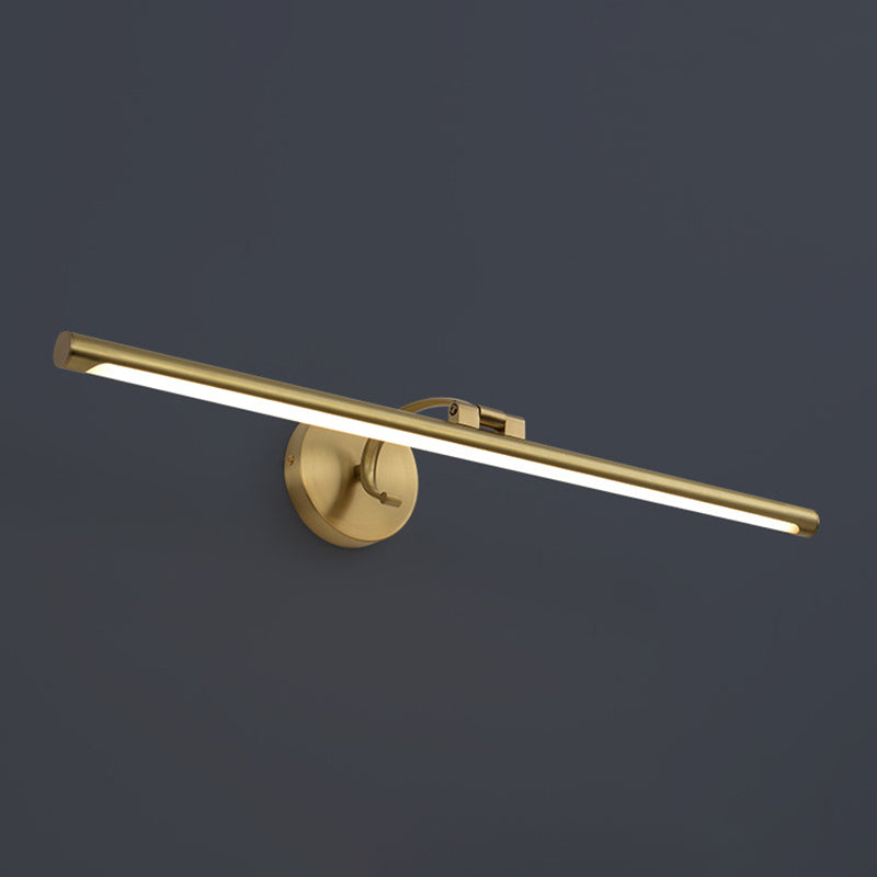 Single Brass Finish Contemporary Bathroom Vanity Light LED Bath Bar