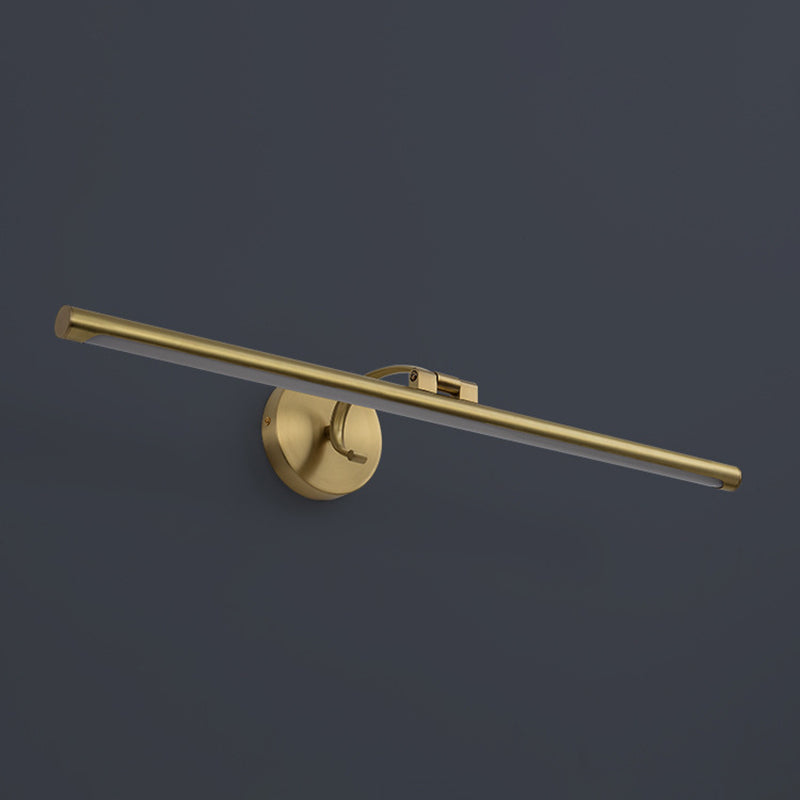 Single Brass Finish Contemporary Bathroom Vanity Light LED Bath Bar