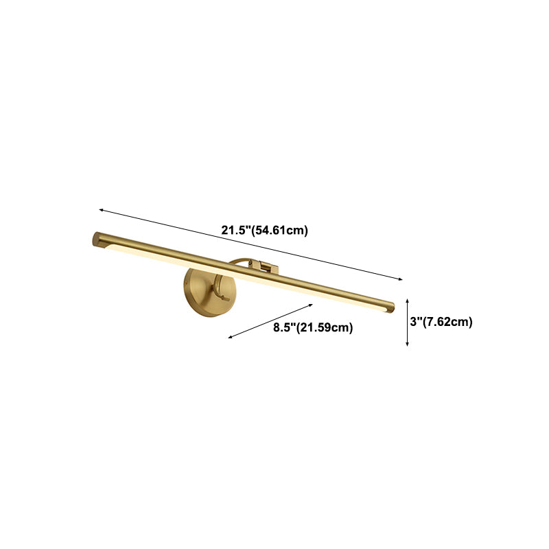 Single Brass Finish Contemporary Bathroom Vanity Light LED Bath Bar