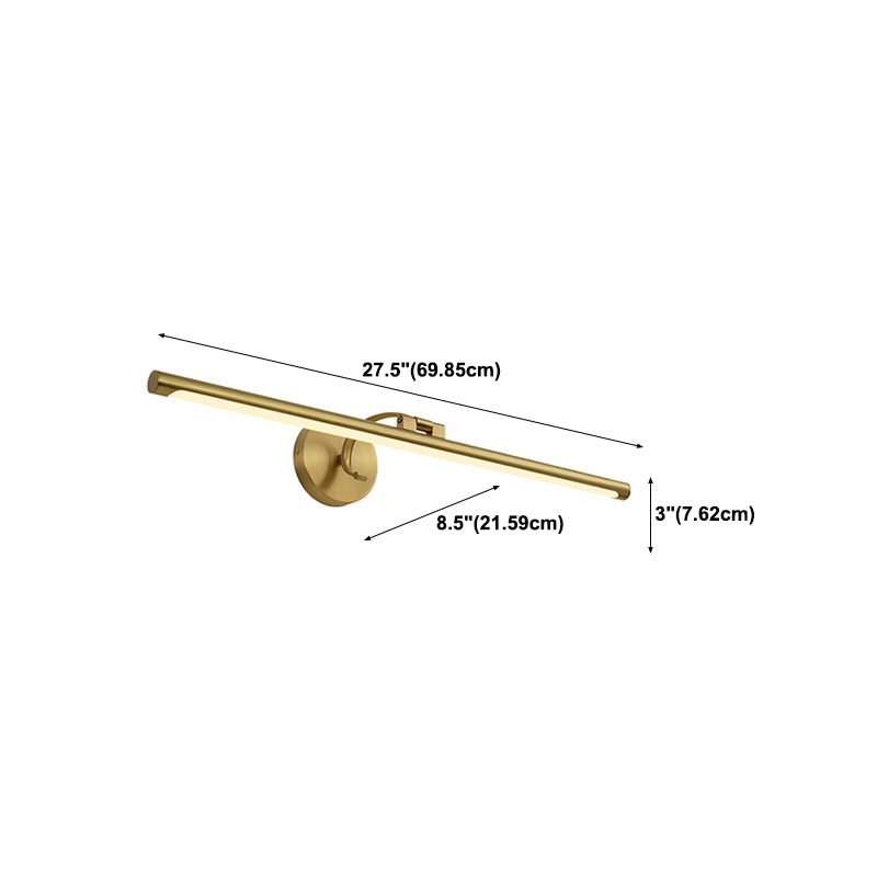 Single Brass Finish Contemporary Bathroom Vanity Light LED Bath Bar