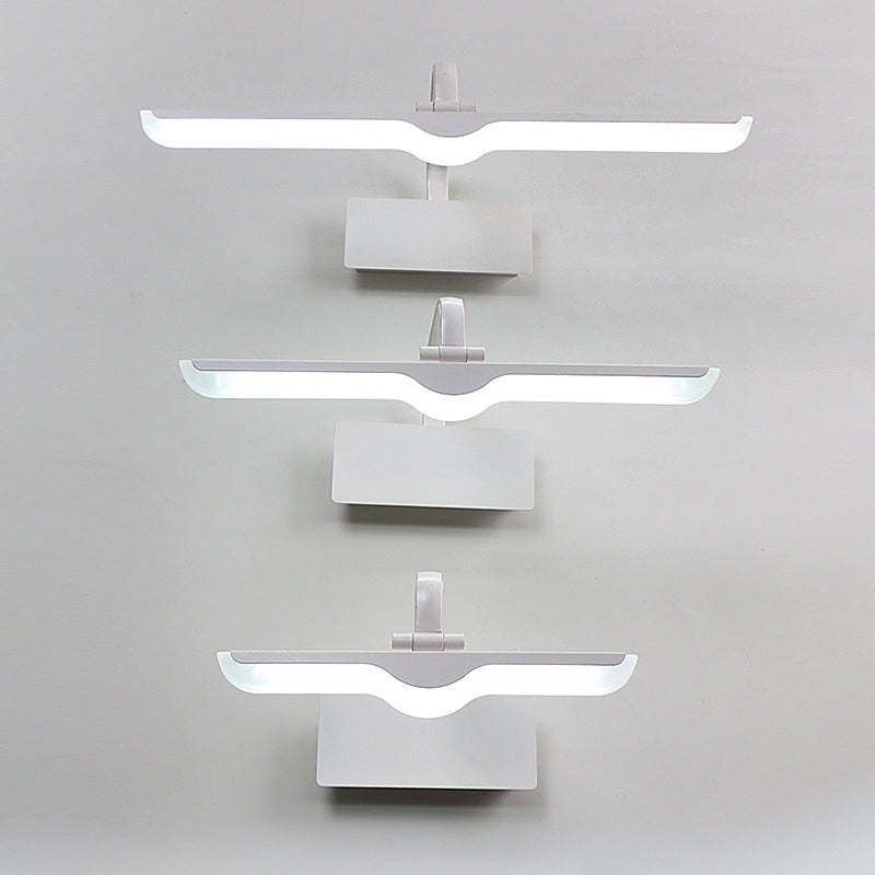 Metal Linear Vanity Wall Lights Contemporary 1 Light Vanity Lighting Fixtures in White