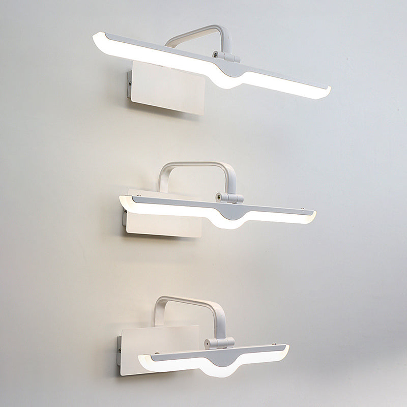 Metal Linear Vanity Wall Lights Contemporary 1 Light Vanity Lighting Fixtures in White