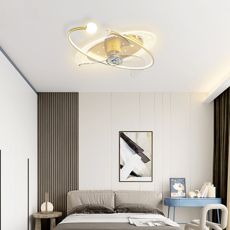 Cartoon Style Ceiling Fan Lamp Ellipse Shape Ceiling Fan Light for Bedroom