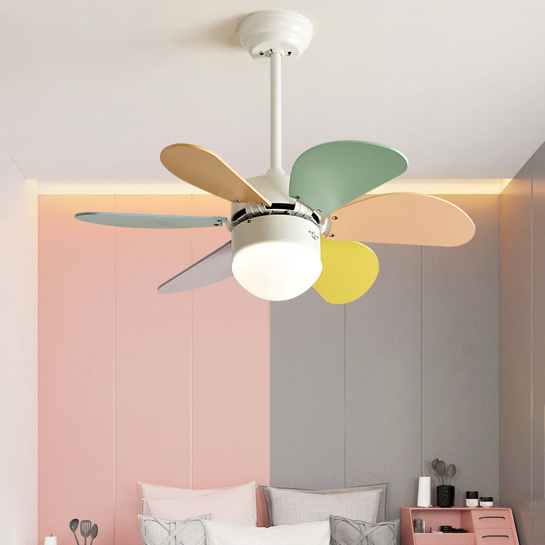 Modern Simple Ceiling Fan Lamp Colorful Ceiling Fan Light for Children's Room