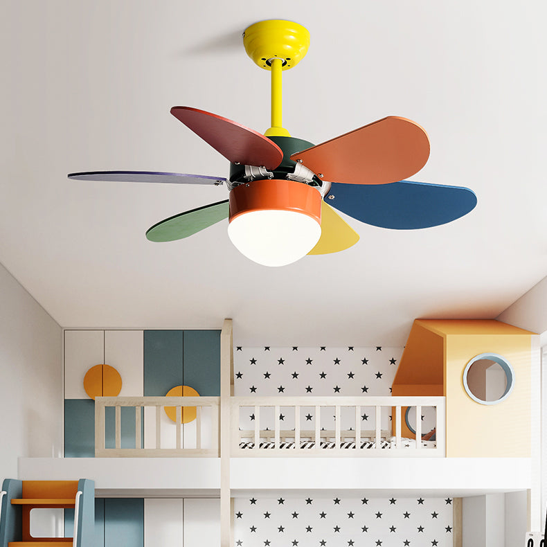 Modern Simple Ceiling Fan Lamp Colorful Ceiling Fan Light for Children's Room