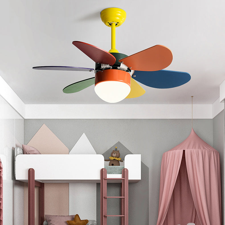 Modern Simple Ceiling Fan Lamp Colorful Ceiling Fan Light for Children's Room