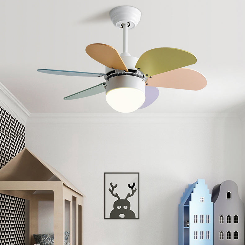 Modern Simple Ceiling Fan Lamp Colorful Ceiling Fan Light for Children's Room