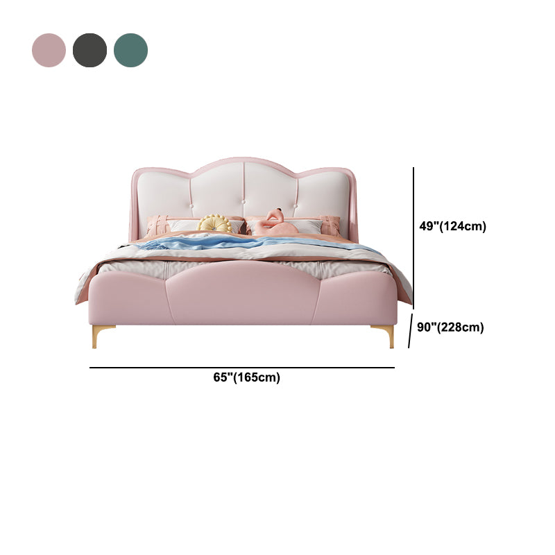 Scandinavian Upholstered Bed with Footboard Princess Panel Headboard Bed