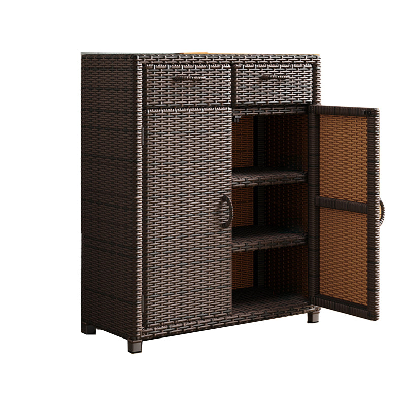 Contemporary Storage Cabinet Square Side Cabinet with Glass Paned