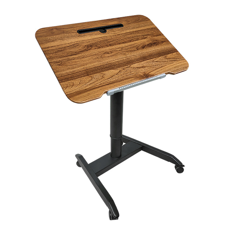 Height Adjustable Rectangular Office Desk Wood Writing Desk with Caster Wheels