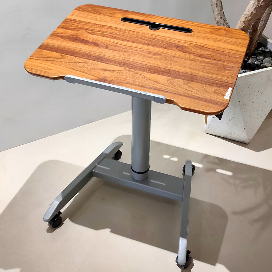 Height Adjustable Rectangular Office Desk Wood Writing Desk with Caster Wheels