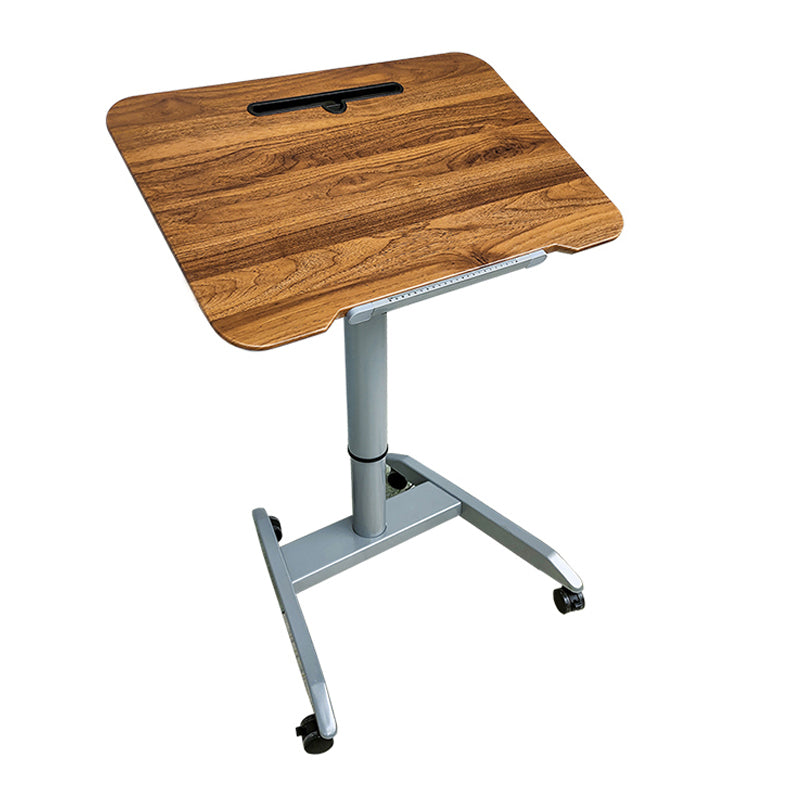 Height Adjustable Rectangular Office Desk Wood Writing Desk with Caster Wheels