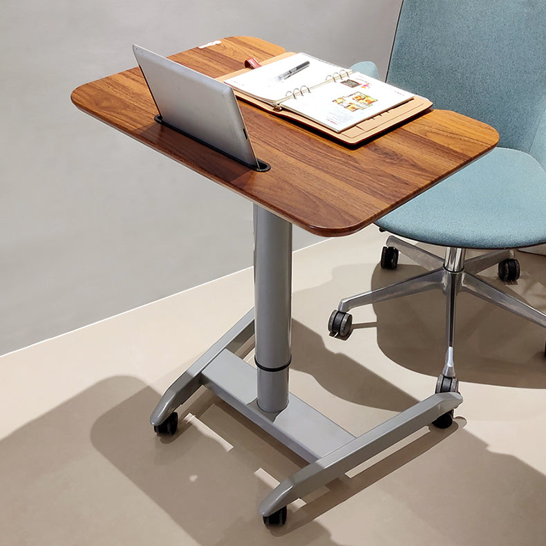 Height Adjustable Rectangular Office Desk Wood Writing Desk with Caster Wheels