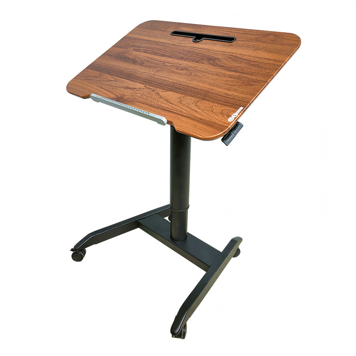 Height Adjustable Rectangular Office Desk Wood Writing Desk with Caster Wheels