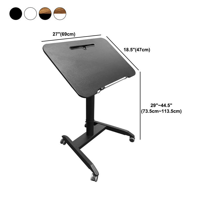 Height Adjustable Rectangular Office Desk Wood Writing Desk with Caster Wheels