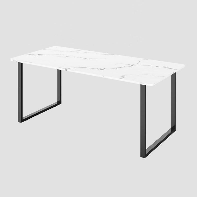 Rectangular Office Desk with Metal Legs Marble Mirrored Writing Desk