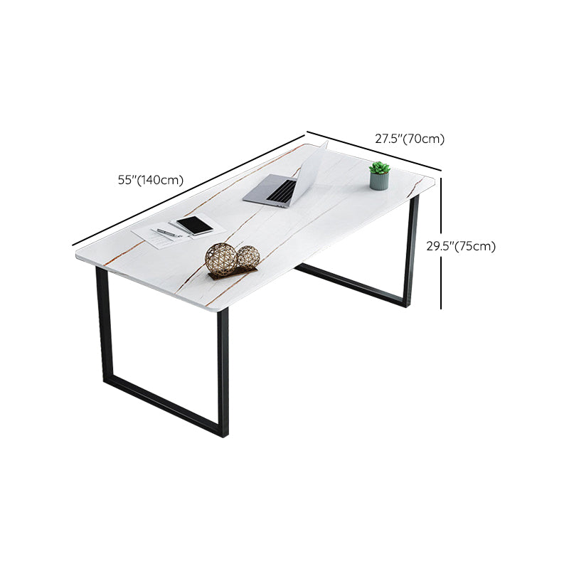 Rectangular Office Desk with Metal Legs Marble Mirrored Writing Desk