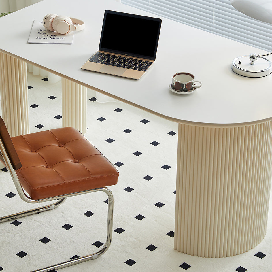 Contemporary Office Desk Peninsula White Writing Desk for Office