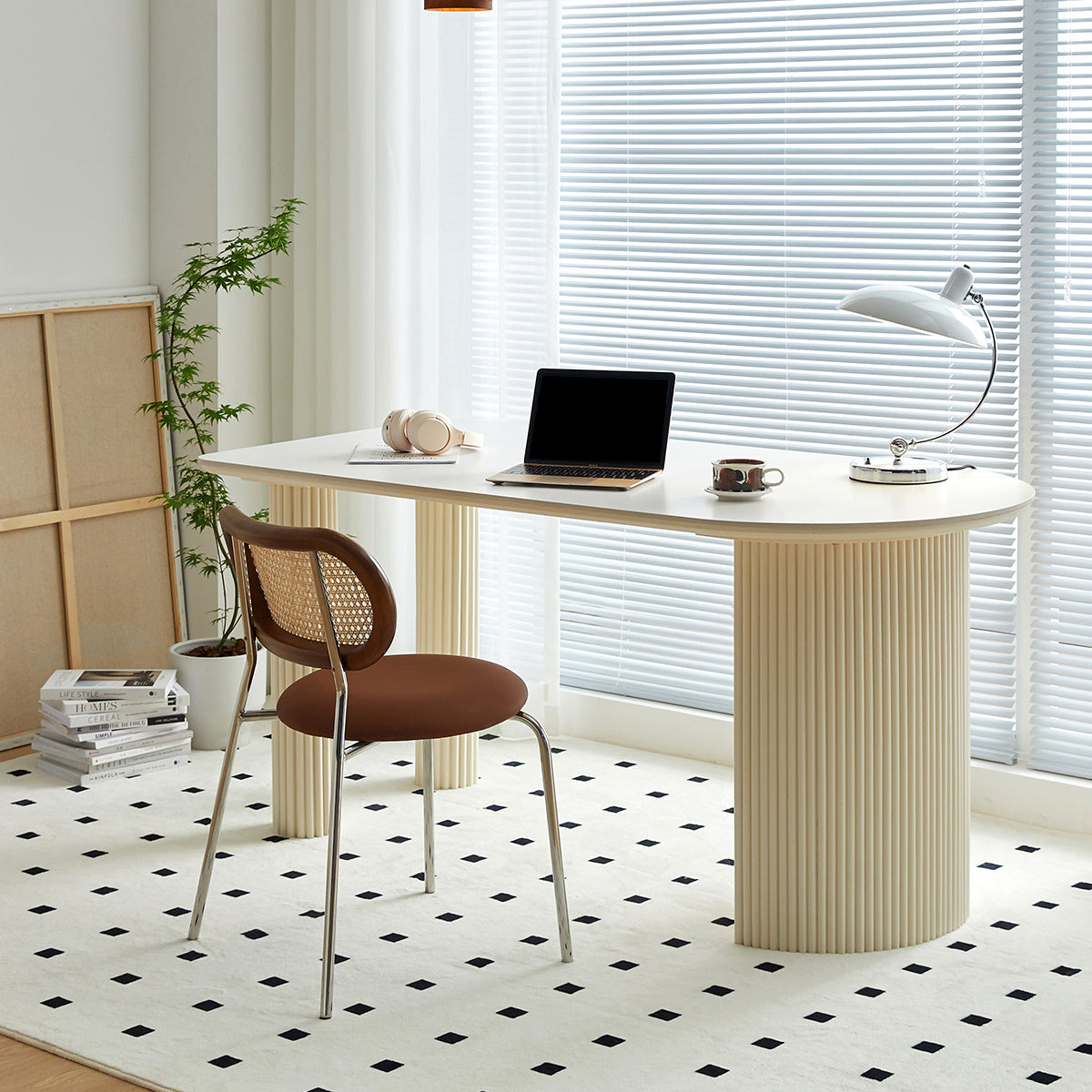 Contemporary Office Desk Peninsula White Writing Desk for Office